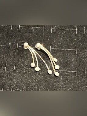 Gold toned Dangle Drop Earrings with Disc Accents